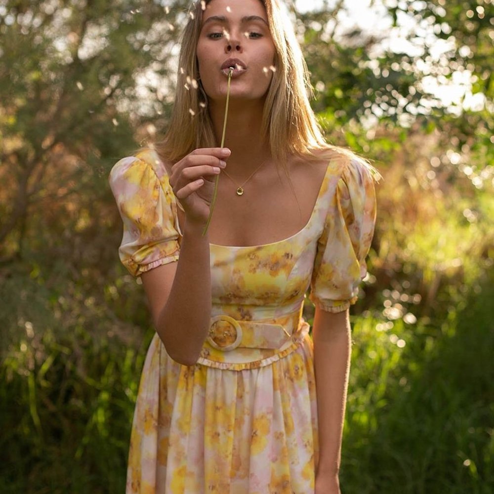 FL & L Zinna Midi Dress - Lemonade